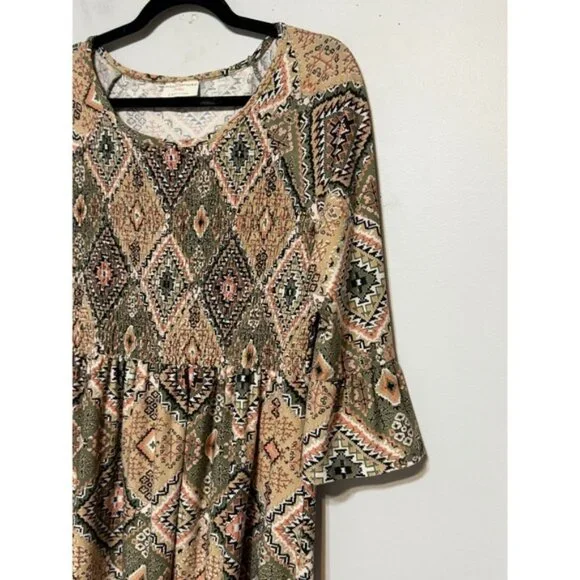 Southwestern Boho 70s Revival Tunic Top Womens Size‎ Large Hippie Rustic Chic - Picture 4 of 9